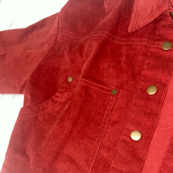 Red Corduroy Cropped Jacket - Picture 8 of 12